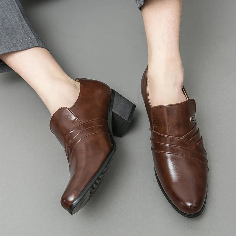 men’s high heel dress shoes, men’s formal shoes, smart casual men’s shoes, elevated heel dress shoes men, elegant men’s shoes
