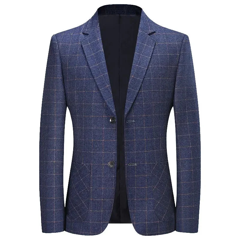 men’s plaid blazer, slim fit blazer, smart casual blazer, fashion men’s blazer, modern plaid jacket