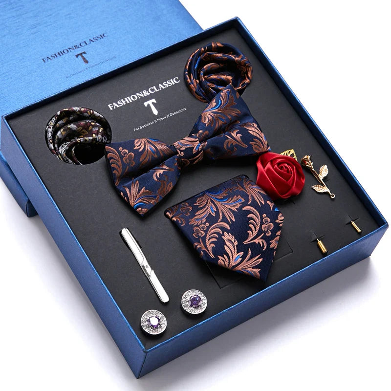 men’s tie set, luxury men accessories, gentlemen gift set, necktie and bow tie set, formal menswear accessories