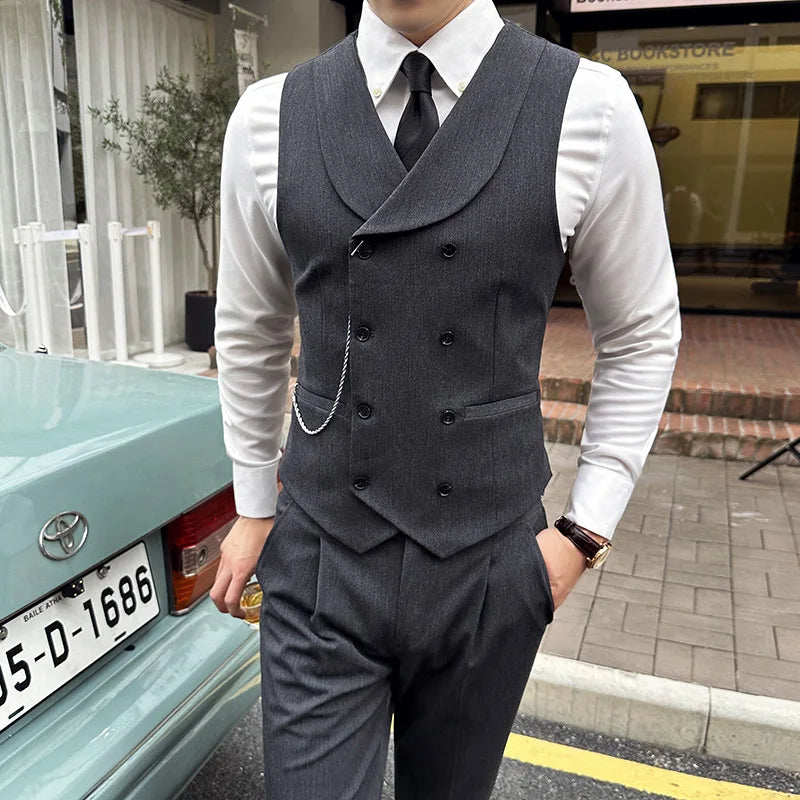 men’s double-breasted waistcoat, slim fit waistcoat, formal men’s vest, classic men’s waistcoat, men’s suit waistcoat