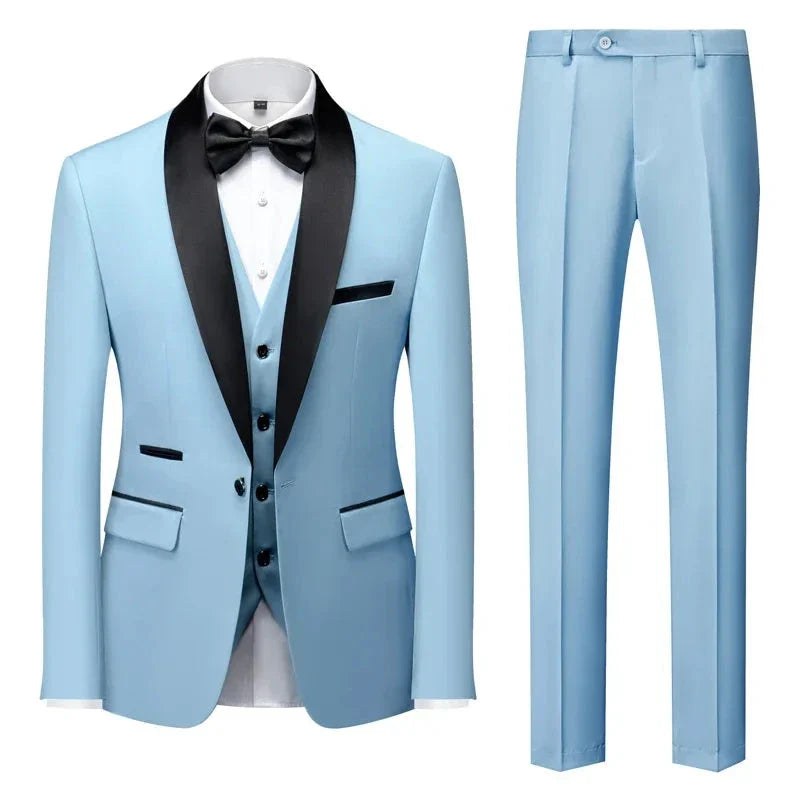 men’s tuxedo, slim fit tuxedo, formal three piece suit, elegant men’s suit, luxury tuxedo