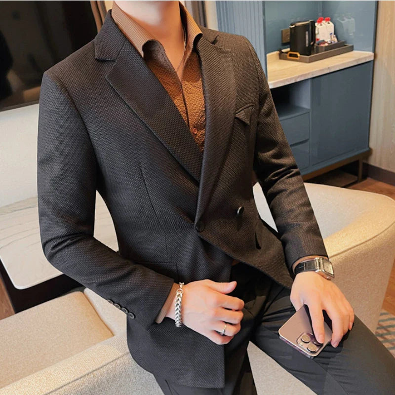 luxury men’s blazer, double-breasted blazer, one-button blazer, smart casual blazer, premium men’s blazer