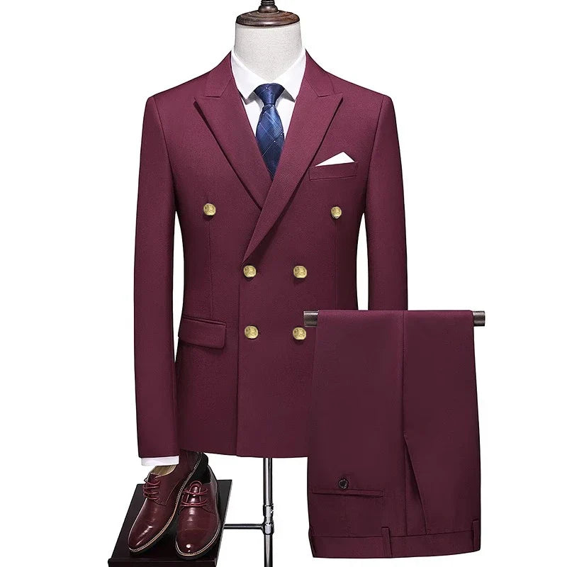 double breasted two piece suit, elegant men’s suit, classic style suit, smart casual men’s suit, formal two piece suit