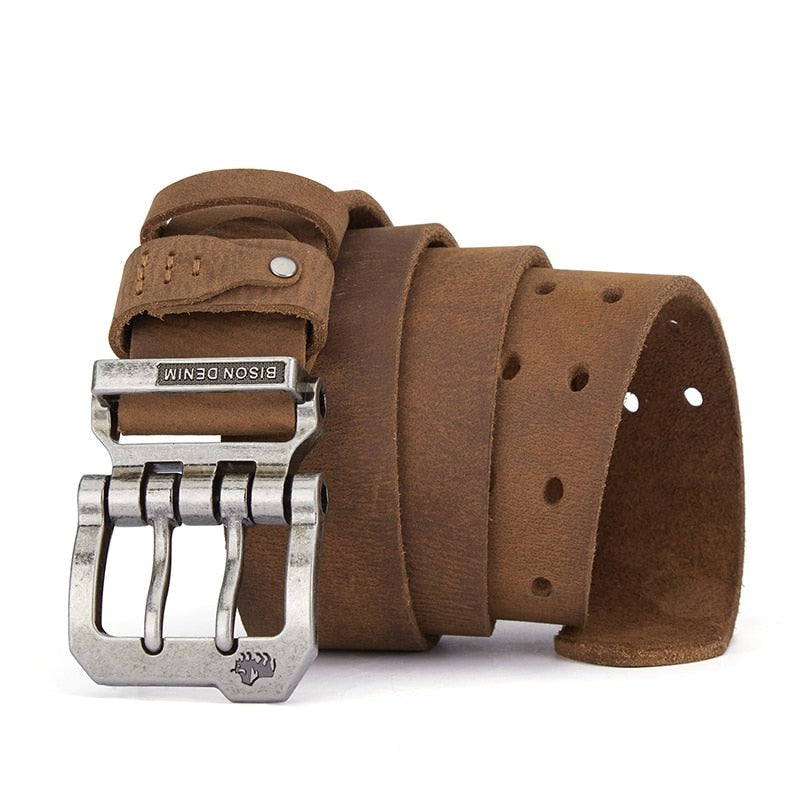 bison leather belt, men’s genuine leather belt, luxury men belt, classic leather belt for men, maximus men accessories