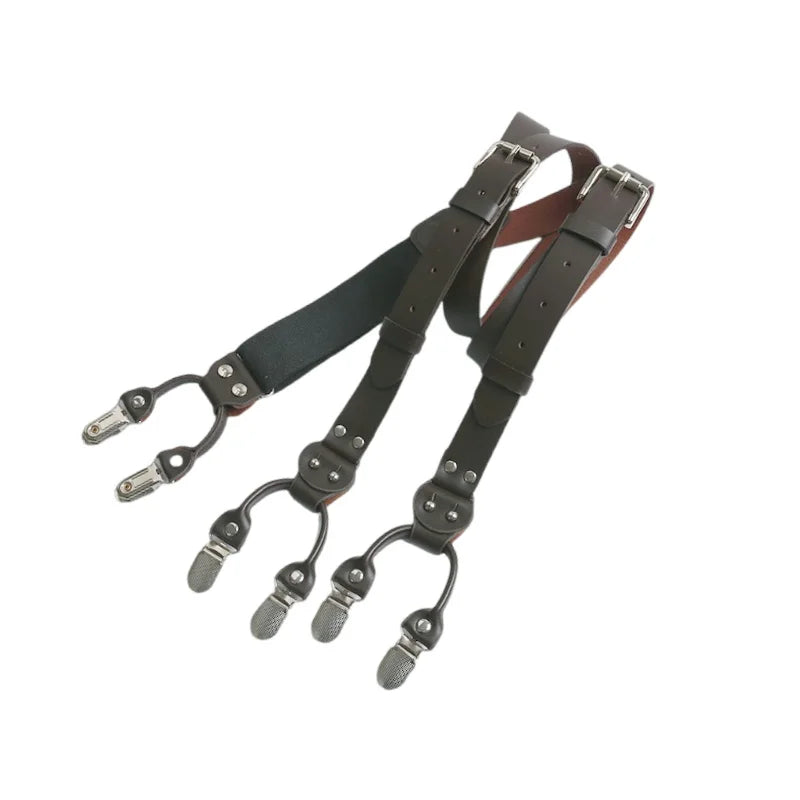 Suspenders, men’s suspenders, men’s leather suspenders, men’s fashion accessories, genuine leather suspenders, formal men’s suspenders, classic leather suspenders