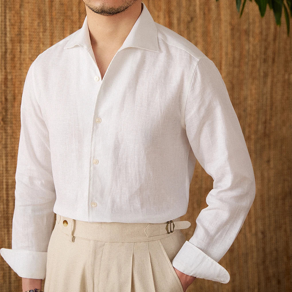 men linen dress shirt, slim fit linen shirt men, premium linen shirt, men summer dress shirt, elegant men linen shirt