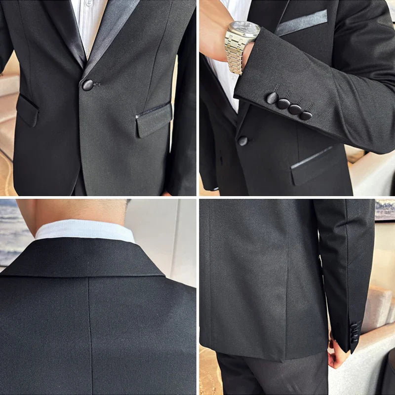 premium men’s tuxedo, slim fit tuxedo, black tuxedo for wedding, elegant formal suit for men, luxury tuxedo set