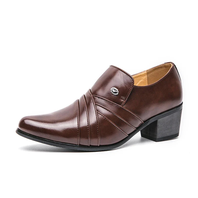 men’s high heel dress shoes, men’s formal shoes, smart casual men’s shoes, elevated heel dress shoes men, elegant men’s shoes