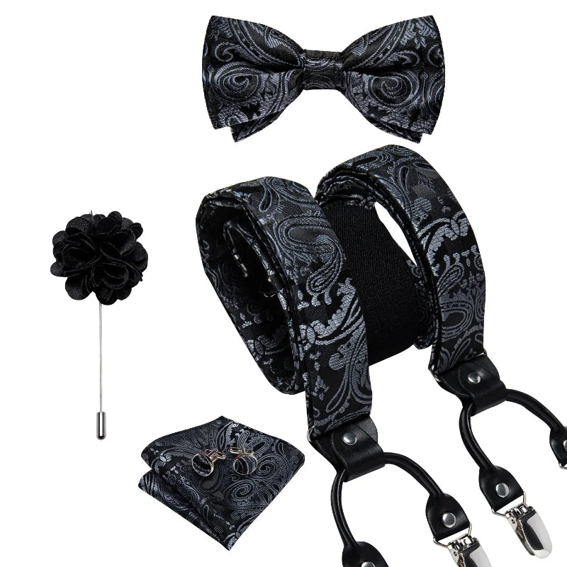 suspenders and bow tie set, Suspenders, patterned suspenders, men’s suspenders set, men’s suspenders, men’s luxury suspenders set, men’s formal accessories set, men’s fashion accessories