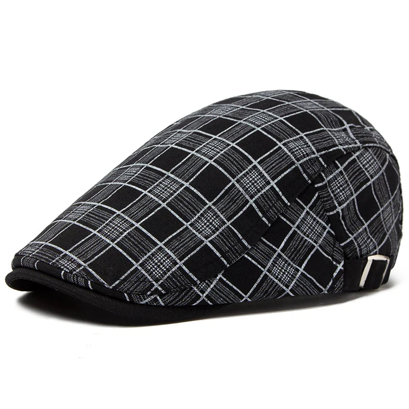 vintage men’s hat, Plaid men’s beret, Men’s Plaid Beret, Men’s Beret, cotton beret men, casual stylish cap, Beret, adjustable men’s beret
