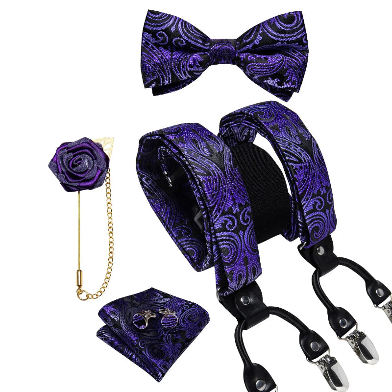 suspenders and bow tie set, Suspenders, patterned suspenders, men’s suspenders set, men’s suspenders, men’s luxury suspenders set, men’s formal accessories set, men’s fashion accessories