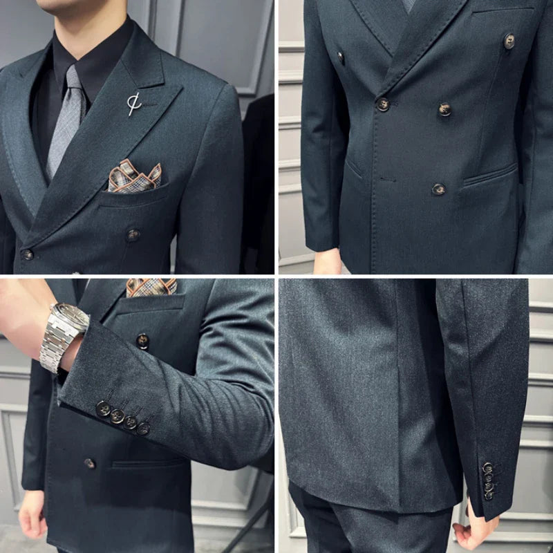 suit, men’s suit, Men's Formal Suit, Men's Formal Double-Breasted Suit, Men's Double-Breasted Suit, double-breasted suit