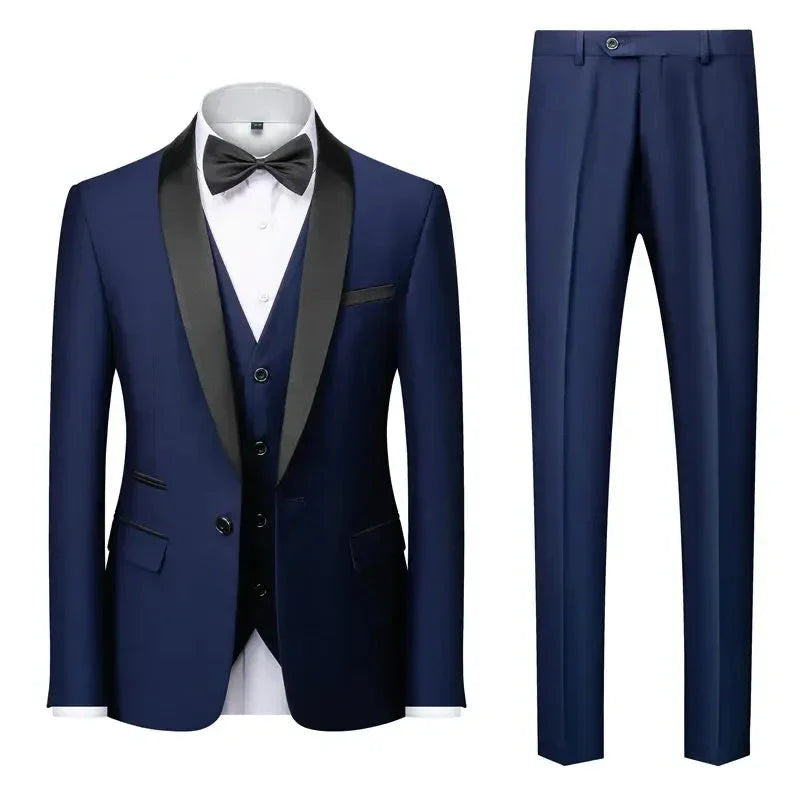 men’s tuxedo, slim fit tuxedo, formal three piece suit, elegant men’s suit, luxury tuxedo