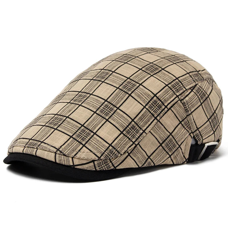vintage men’s hat, Plaid men’s beret, Men’s Plaid Beret, Men’s Beret, cotton beret men, casual stylish cap, Beret, adjustable men’s beret
