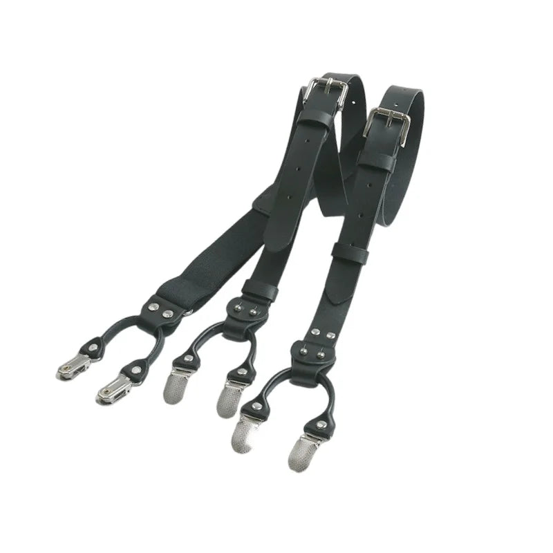 Suspenders, men’s suspenders, men’s leather suspenders, men’s fashion accessories, genuine leather suspenders, formal men’s suspenders, classic leather suspenders