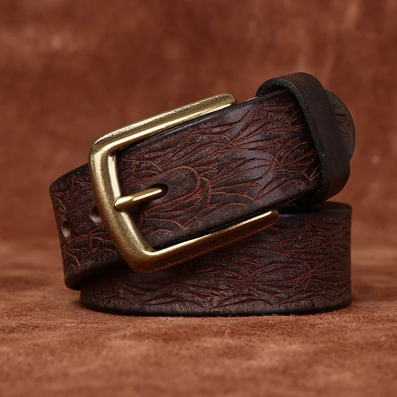 men’s carved leather belt, vintage leather belt for men, handcrafted leather belt, genuine leather men belt, artisan leather belt, maximus men accessories