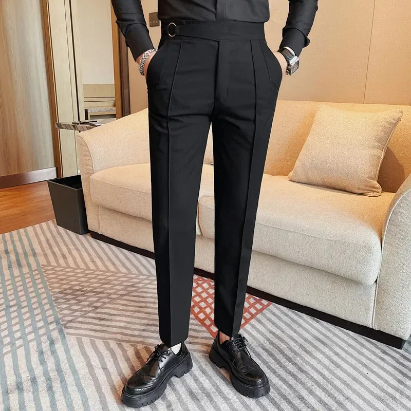men’s slim tailored trousers, slim fit dress pants, smart casual men’s trousers, men’s tailored pants, modern men’s trousers