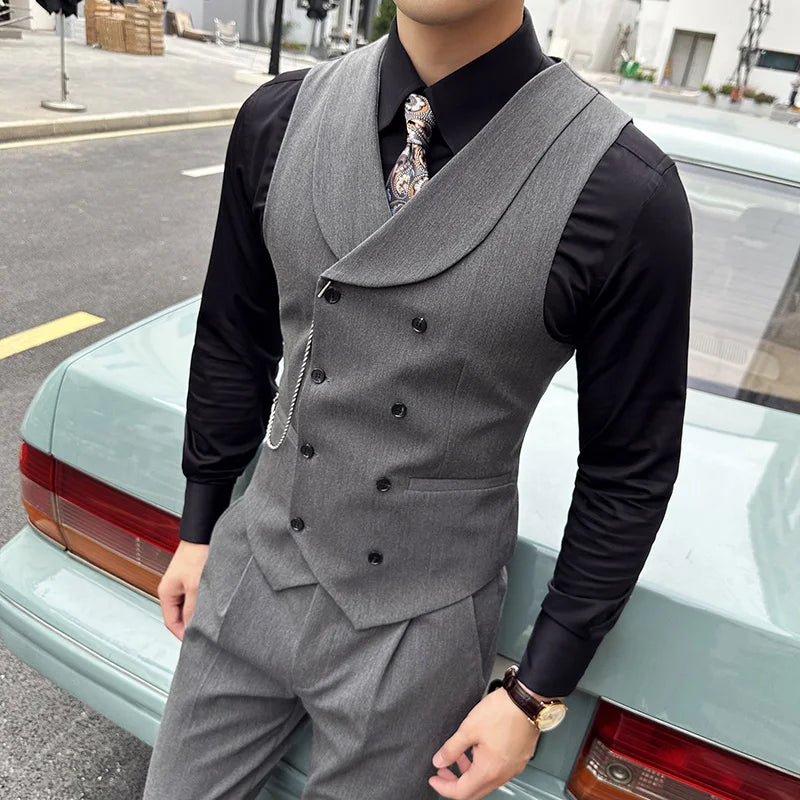 men’s double-breasted waistcoat, slim fit waistcoat, formal men’s vest, classic men’s waistcoat, men’s suit waistcoat