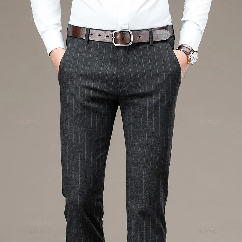 men’s striped dress trousers, formal men’s pants, english style trousers, men’s tailored trousers, classic men’s pants
