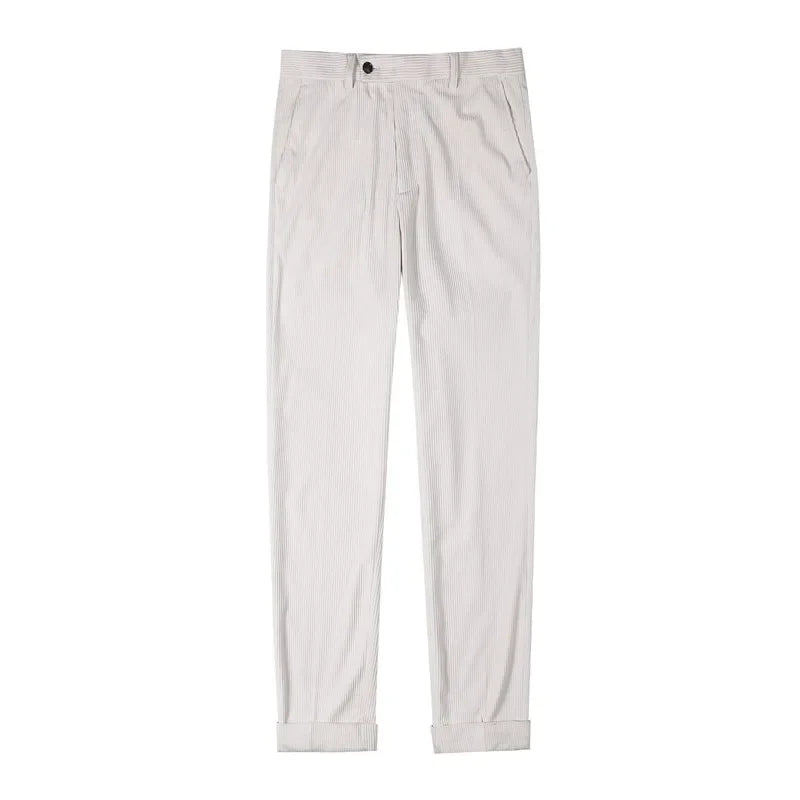 men's tailored trousers, men's corduroy pants, suede style pants, men's dress pants, elegant men's fashion