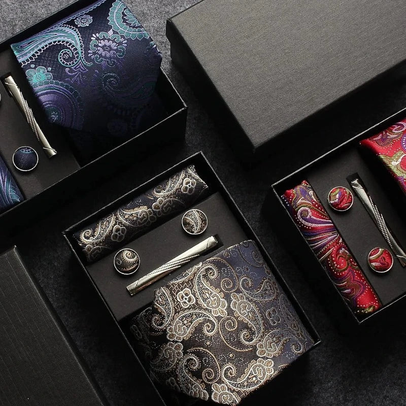 Tie Set, Tie, silk tie set for men, Silk Tie Set, Silk Tie, silk patterned tie set, men’s silk tie set, maximus men accessories, luxury men accessories, formal tie gift box