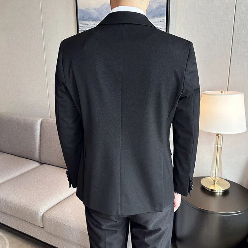 premium men’s tuxedo, slim fit tuxedo, black tuxedo for wedding, elegant formal suit for men, luxury tuxedo set