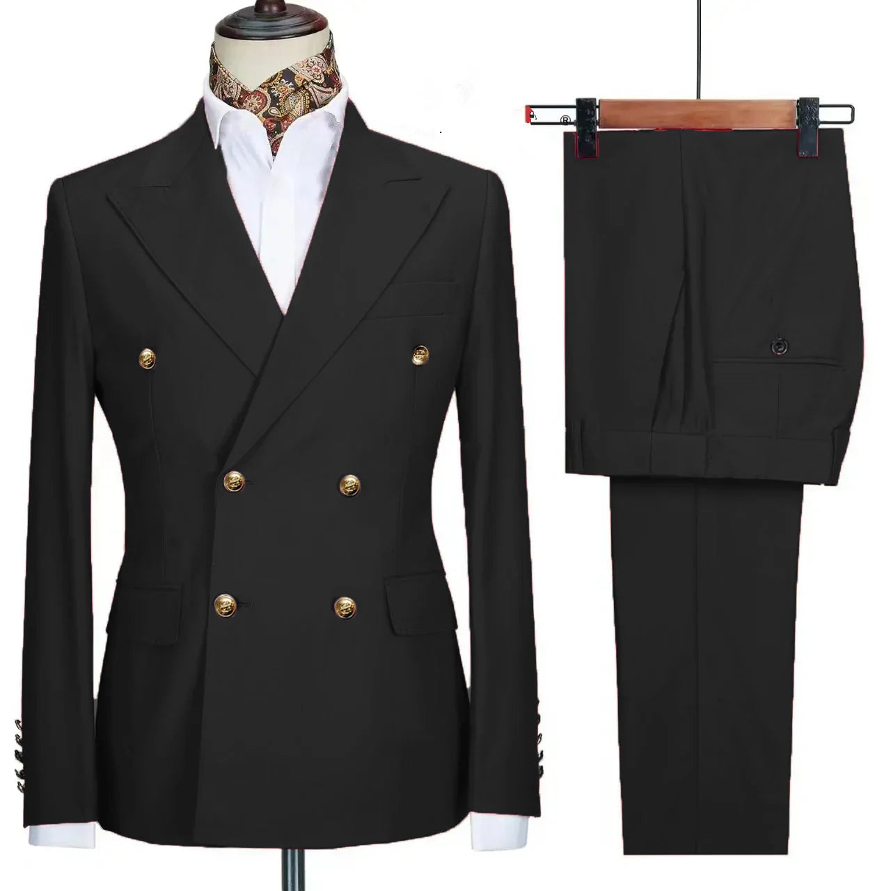 double breasted two piece suit, slim fit men’s suit, elegant men’s suit, formal two piece suit, modern men’s suit