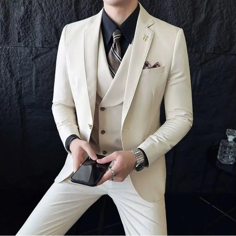 suit, modern men’s suit, men’s suit, men’s slim fit suit, formal men’s suit, executive men’s suit, double-breasted waistcoat suit