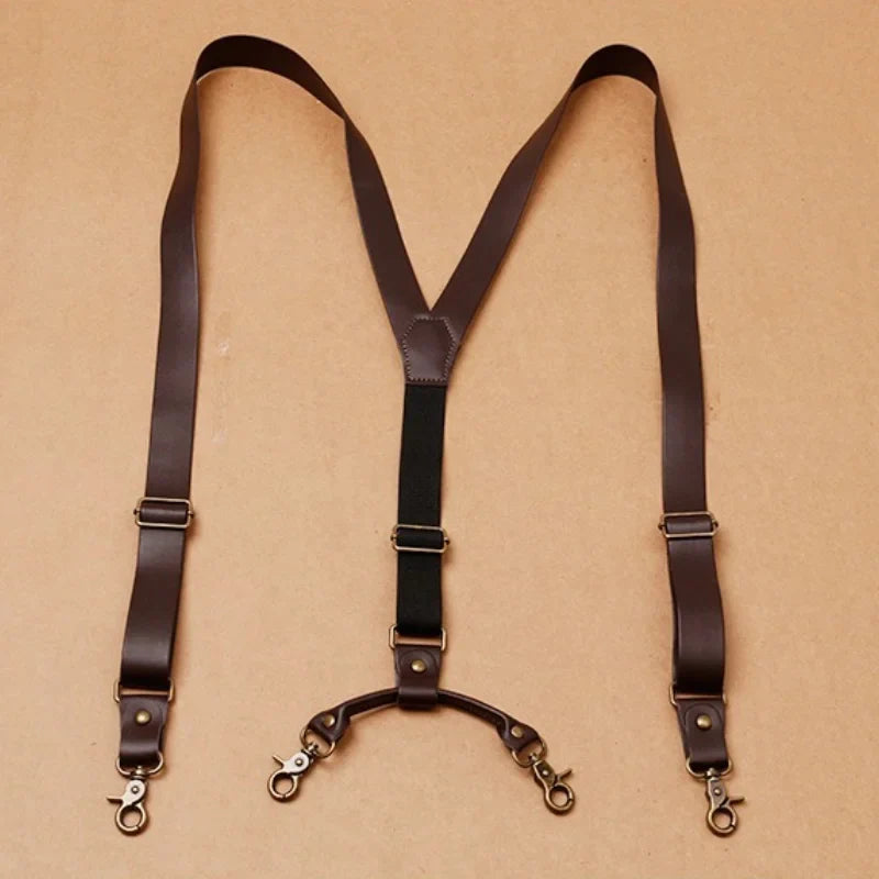 Suspenders, retro men’s suspenders, men’s vintage suspenders, men’s suspenders, men’s fashion suspenders, leather suspenders for men, coffee brown suspenders