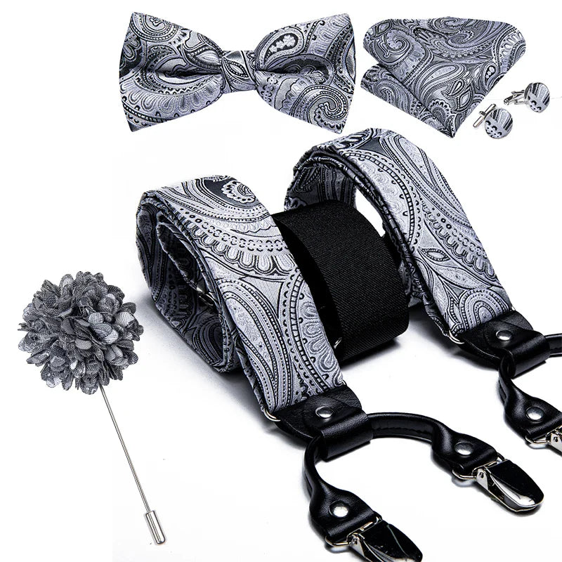 suspenders and bow tie set, Suspenders, patterned suspenders, men’s suspenders set, men’s suspenders, men’s luxury suspenders set, men’s formal accessories set, men’s fashion accessories