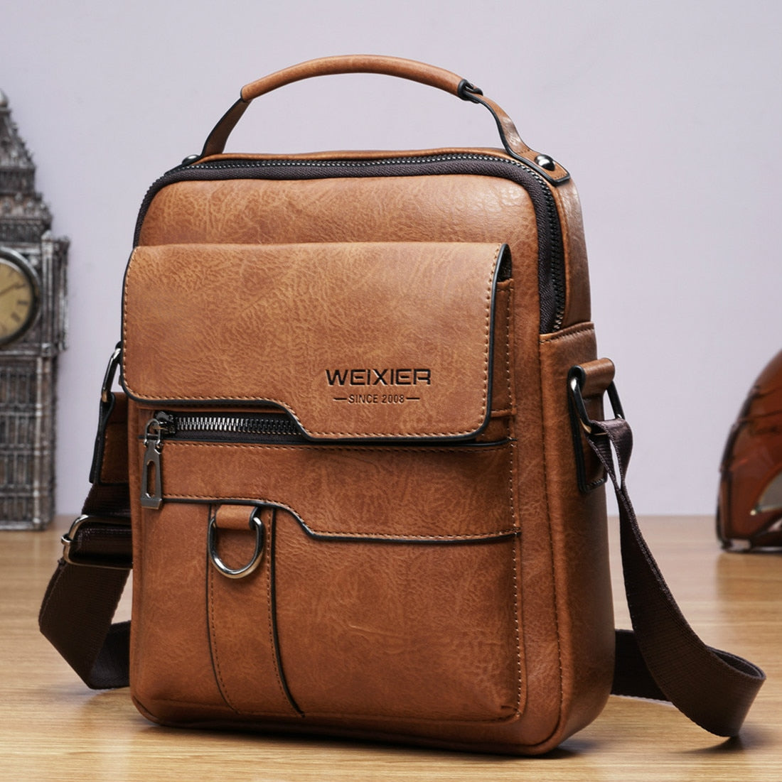Bolsa Transversal Masculina de Couro 