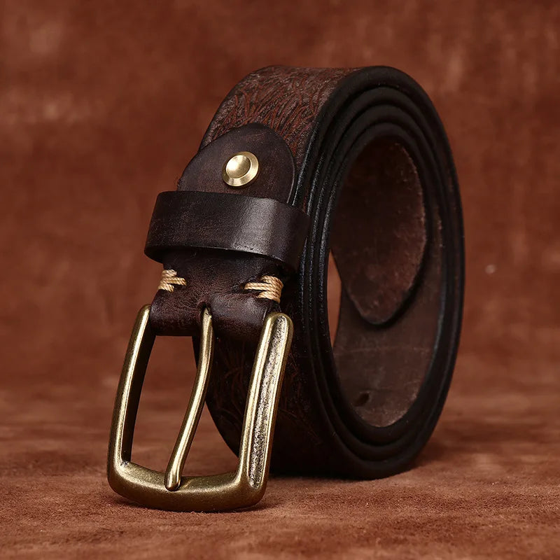 men’s carved leather belt, vintage leather belt for men, handcrafted leather belt, genuine leather men belt, artisan leather belt, maximus men accessories