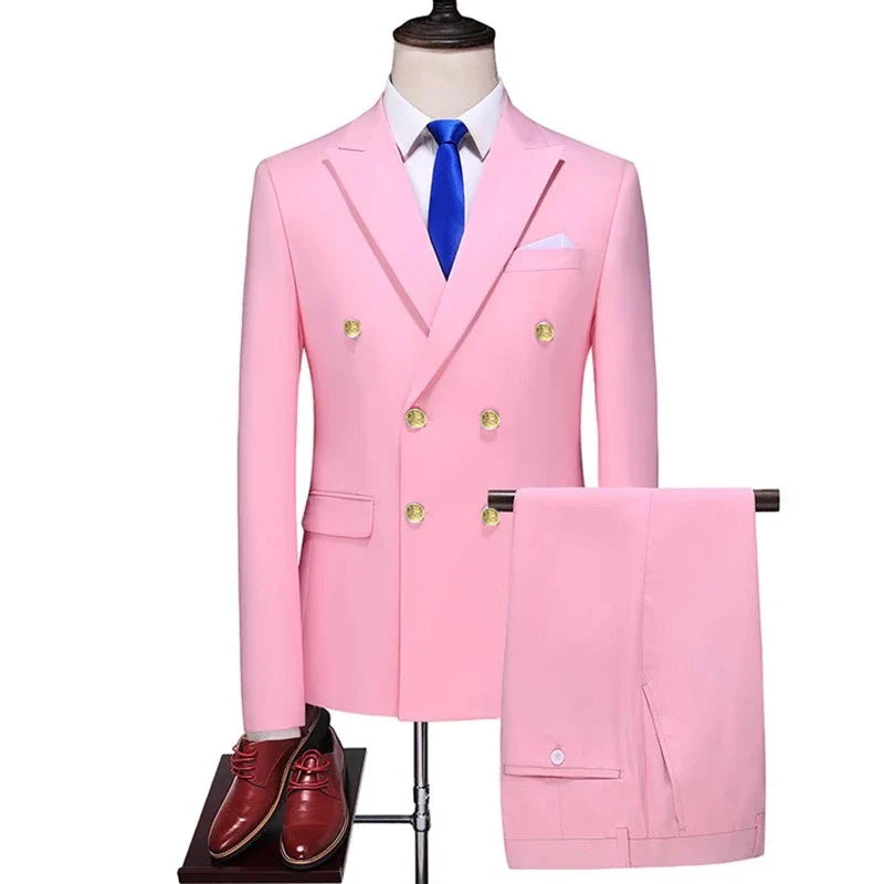 double breasted two piece suit, elegant men’s suit, classic style suit, smart casual men’s suit, formal two piece suit