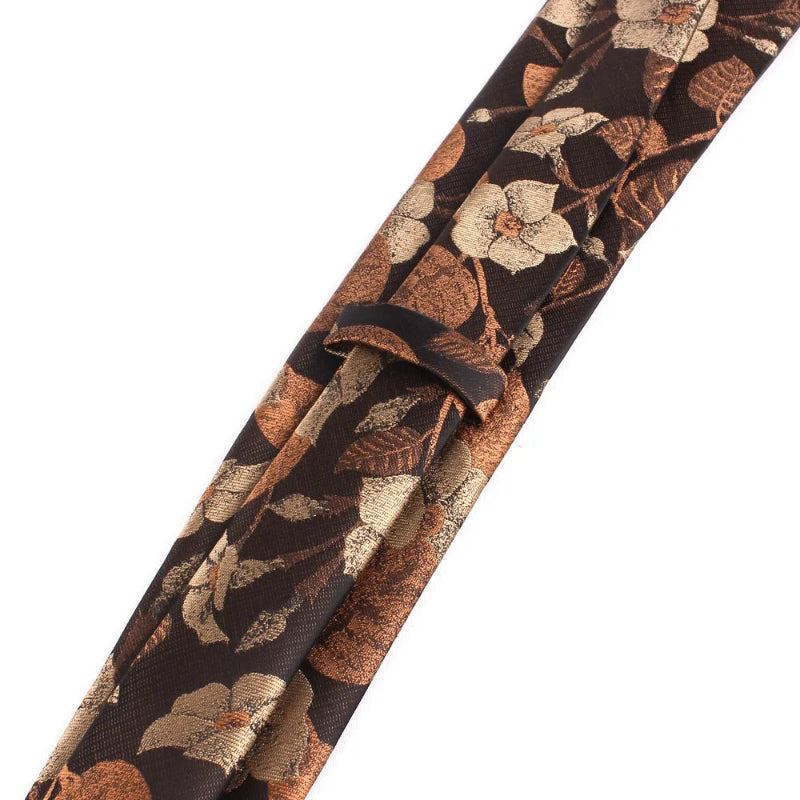 Tie, premium polyester tie, Patterned Tie, Maximus tie, formal floral tie, floral patterned tie for men, elegant men’s necktie, brown floral tie, Brown Floral Patterned Tie