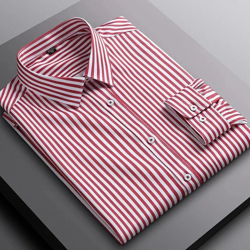 men striped dress shirt, smart casual men shirt, striped formal shirt men, modern men dress shirt, premium men shirt