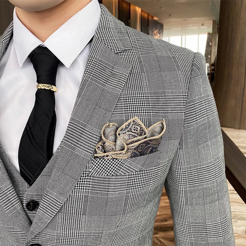 three piece suit, suit, men’s suit, Men’s Formal Checkered Suit, Men’s Checkered Suit, formal suit men, checkered suit, checkered men’s suit