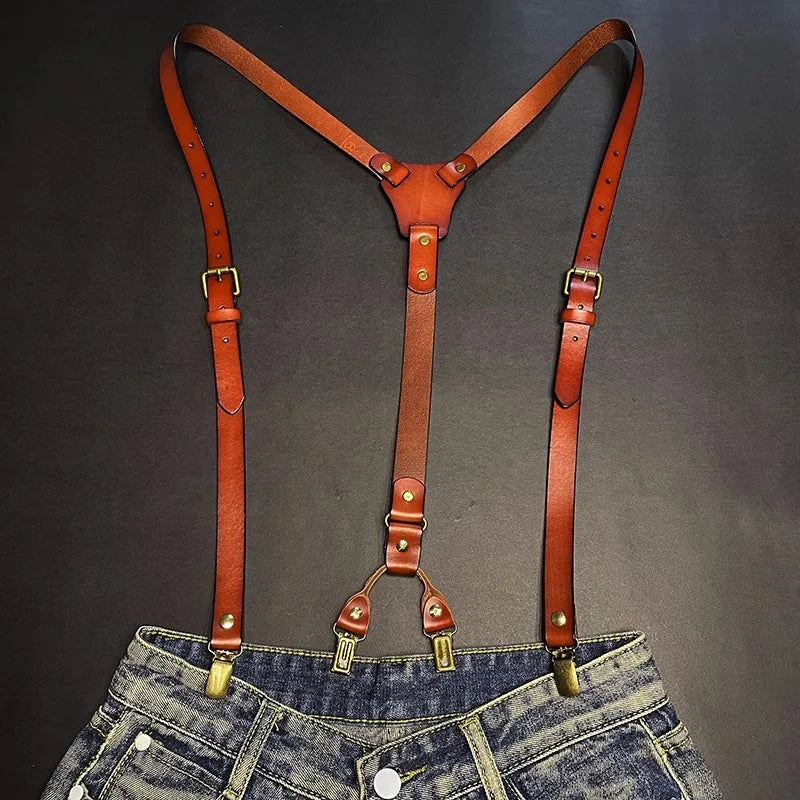 vintage suspenders, Suspenders, men’s leather suspenders, men’s fashion suspenders, Leather Suspenders, genuine leather suspenders, classic men’s suspenders