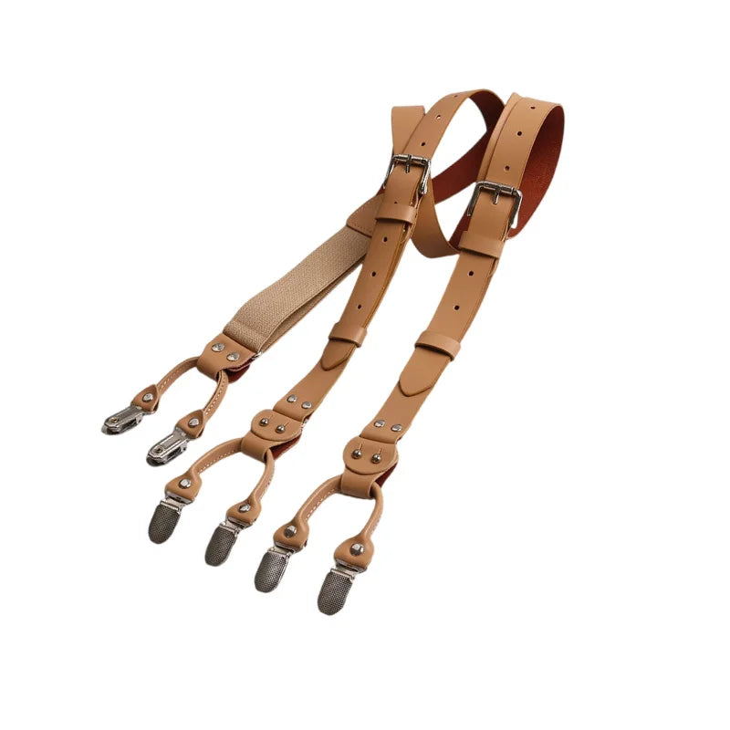 Suspenders, men’s suspenders, men’s leather suspenders, men’s fashion accessories, genuine leather suspenders, formal men’s suspenders, classic leather suspenders