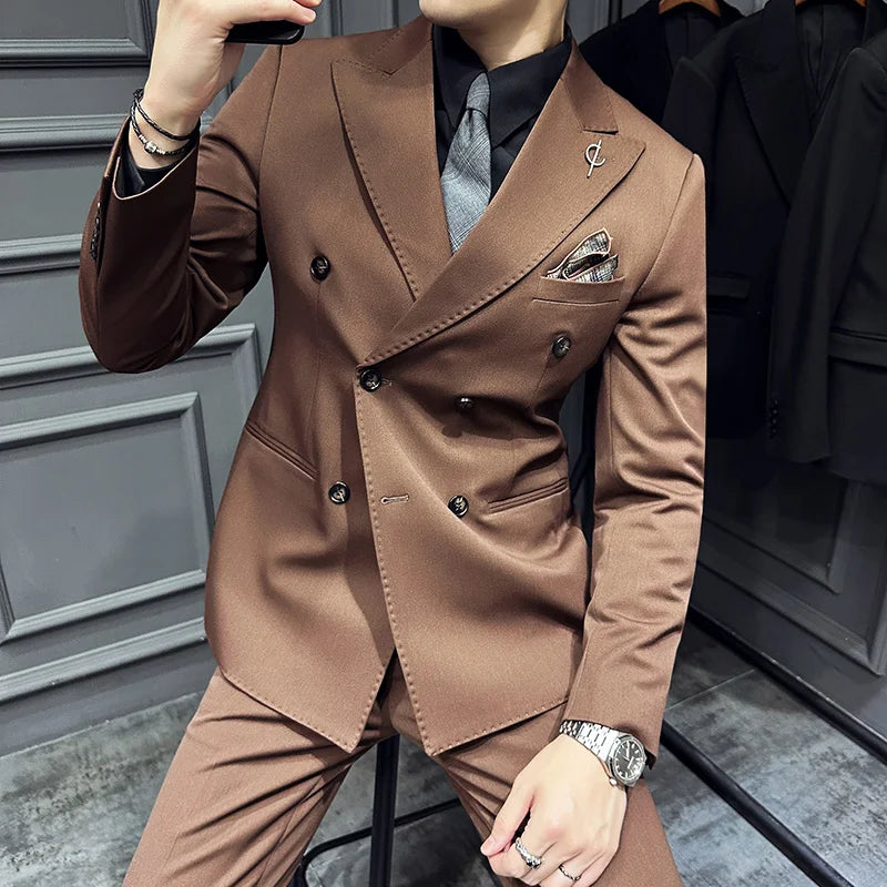 suit, men’s suit, Men's Formal Suit, Men's Formal Double-Breasted Suit, Men's Double-Breasted Suit, double-breasted suit