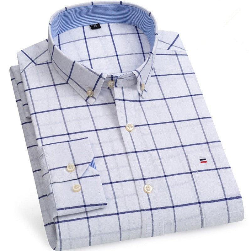men plaid dress shirt, oxford cotton shirt, men formal shirt, smart casual shirt, luxury menswear