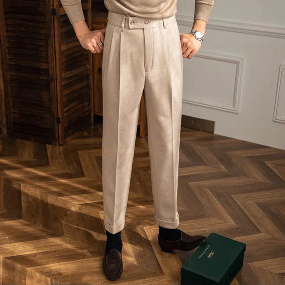 men’s English style trousers, tailored trousers men, slim fit dress pants, smart casual men’s trousers, classic tailored pants