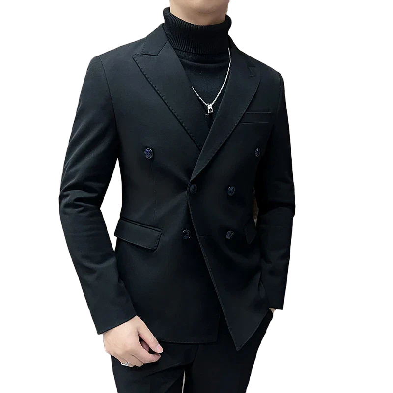 double-breasted blazer, men’s smart casual blazer, elegant men’s blazer, Maximus blazer, cotton polyester blazer