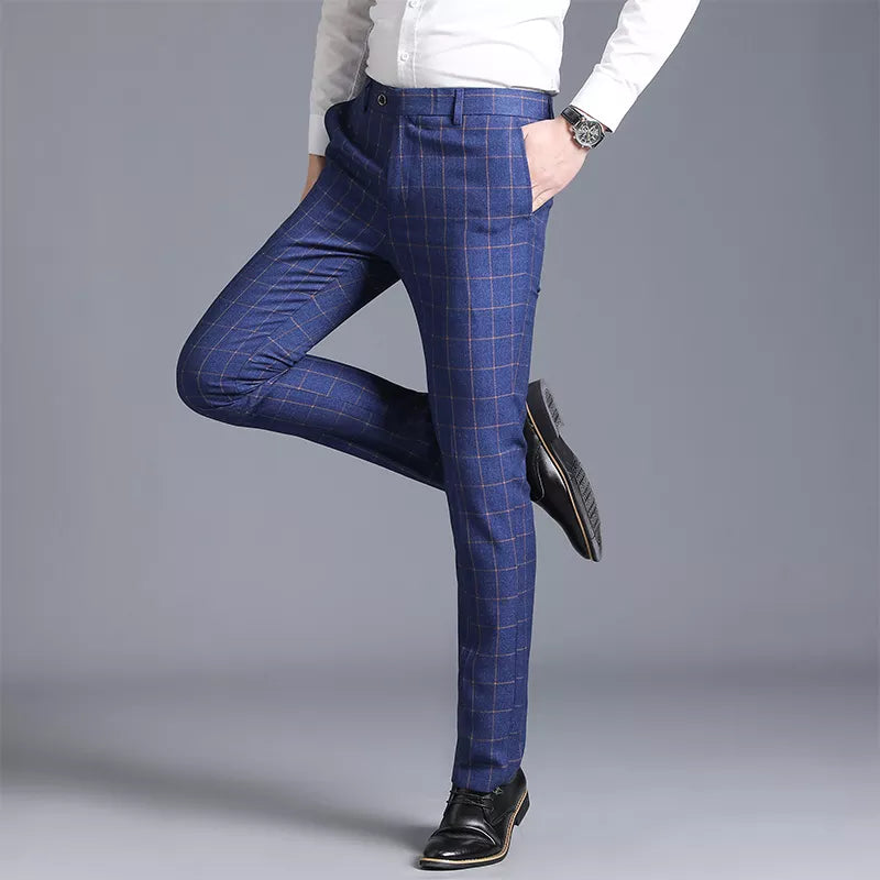 men’s plaid dress trousers, tailored men’s trousers, formal men’s pants, plaid formal trousers, men’s suit trousers