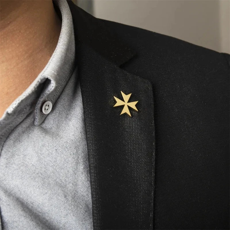 men’s suit brooch, men’s lapel pin, Maltese Cross Suit Brooch, Maltese cross brooch, Maltese Cross, formal men’s accessories, Cross Suit Brooch, classic suit brooch