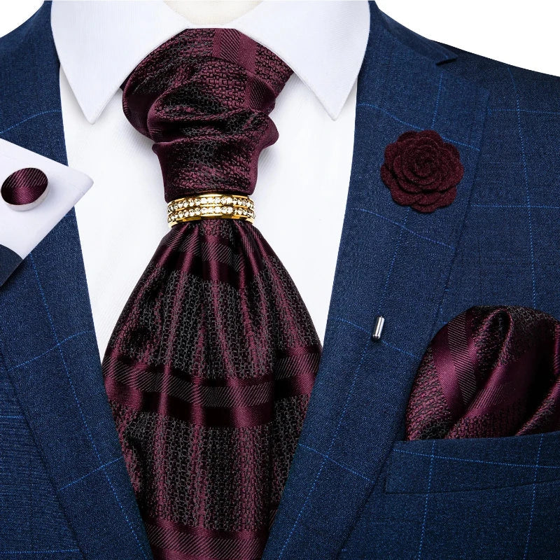 Tie Set, Tie, silk ascot set, patterned ascot tie, men’s wedding accessories, men’s formal accessories, men’s ascot tie, Maximus ascot tie, luxury ascot tie, ascot tie set, Ascot Tie