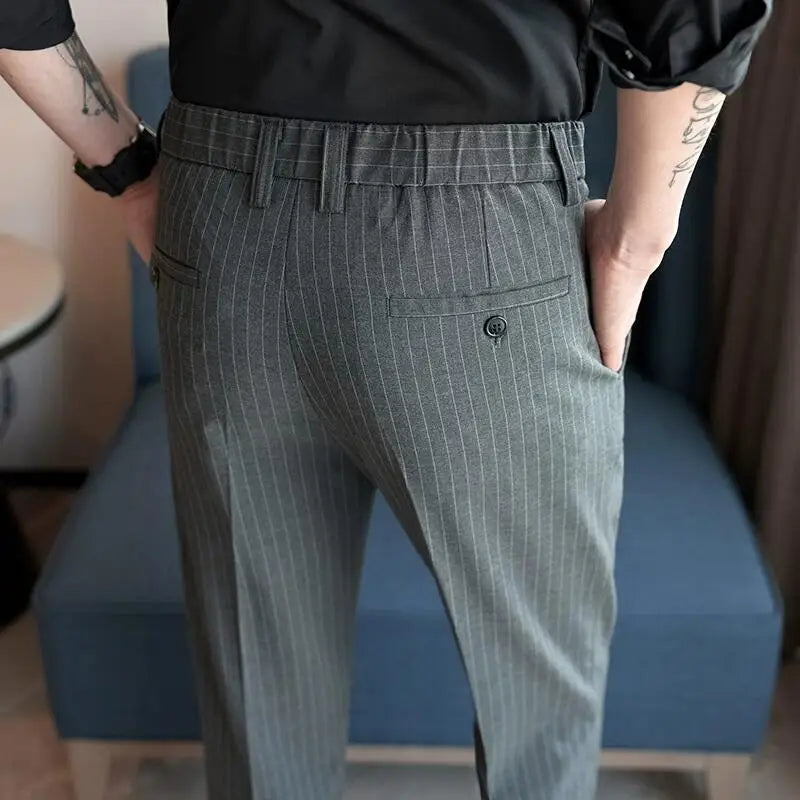 men’s striped tailored trousers, formal men’s pants, classic striped trousers, men’s dress trousers, professional men’s trousers