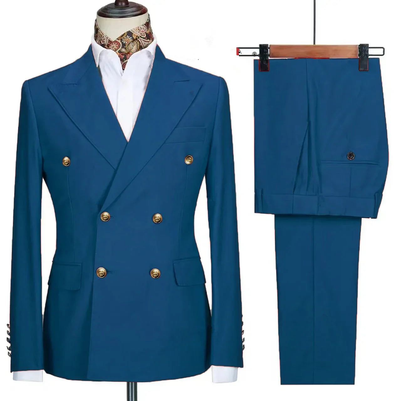 double breasted two piece suit, slim fit men’s suit, elegant men’s suit, formal two piece suit, modern men’s suit