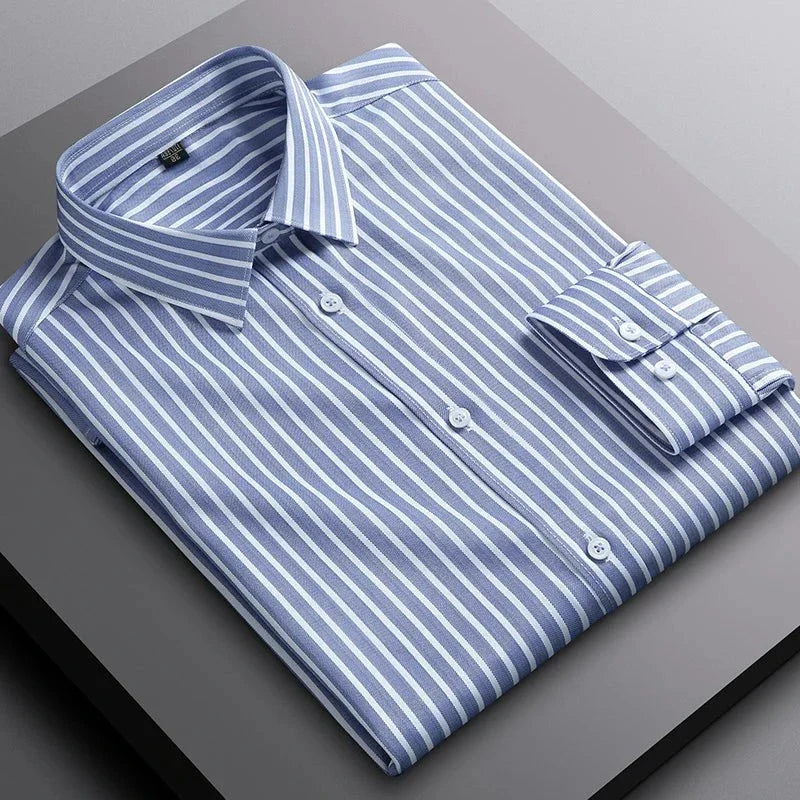 men striped dress shirt, smart casual men shirt, striped formal shirt men, modern men dress shirt, premium men shirt