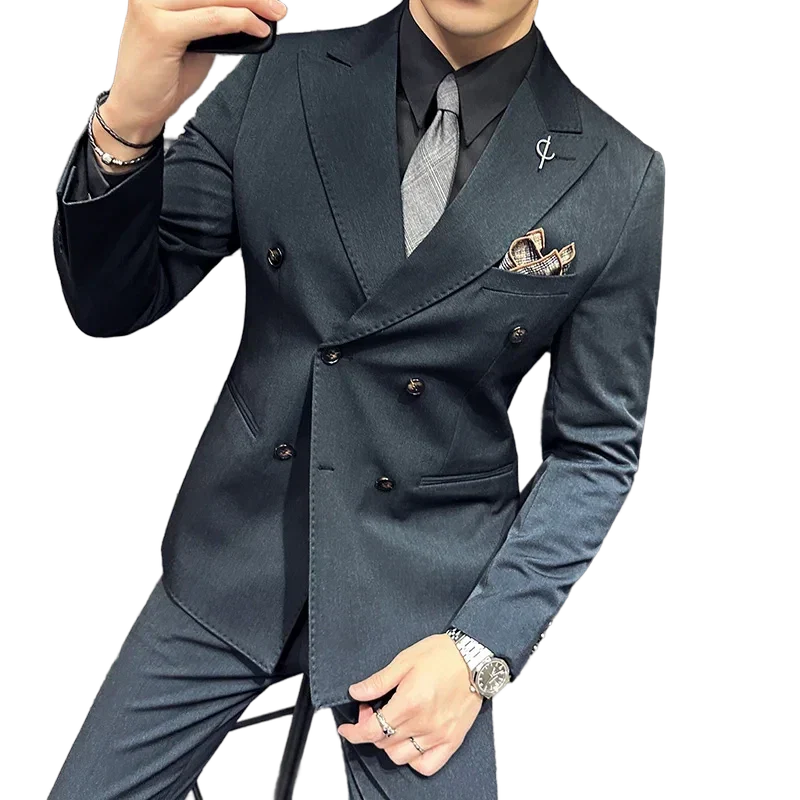 suit, men’s suit, Men's Formal Suit, Men's Formal Double-Breasted Suit, Men's Double-Breasted Suit, double-breasted suit