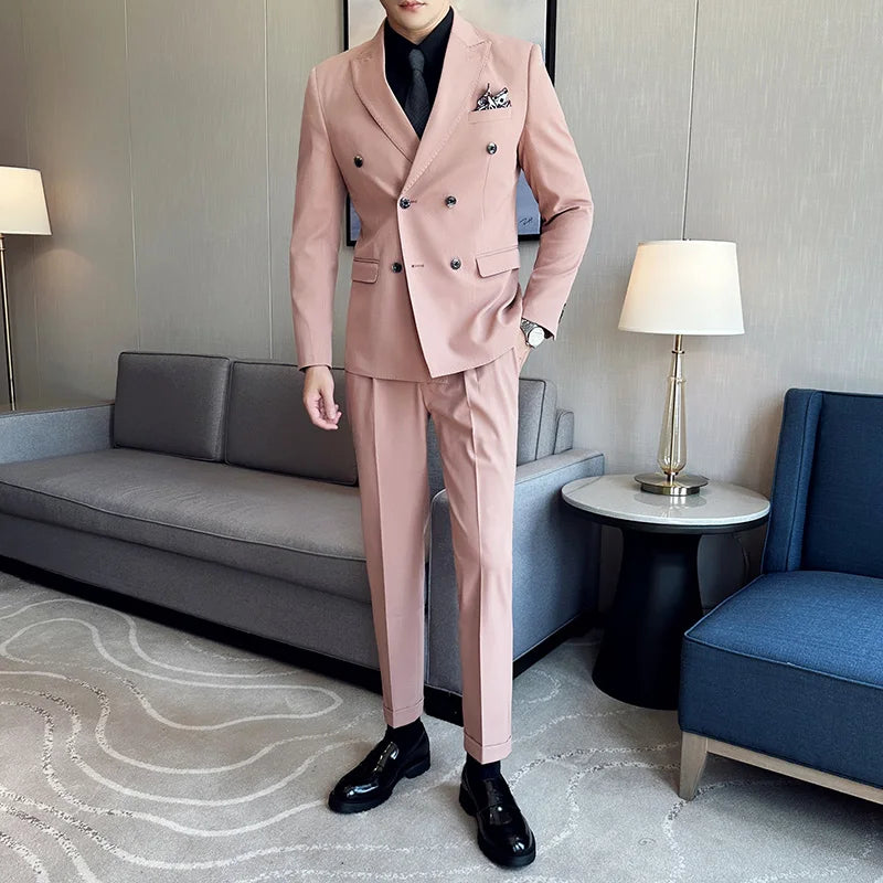 suit, Slim Suit men’s suit, Men’s Slim Suit, Men's Slim Suit, Men's Double-Breasted Suit, Men's Double-Breasted Slim Suit, double-breasted suit